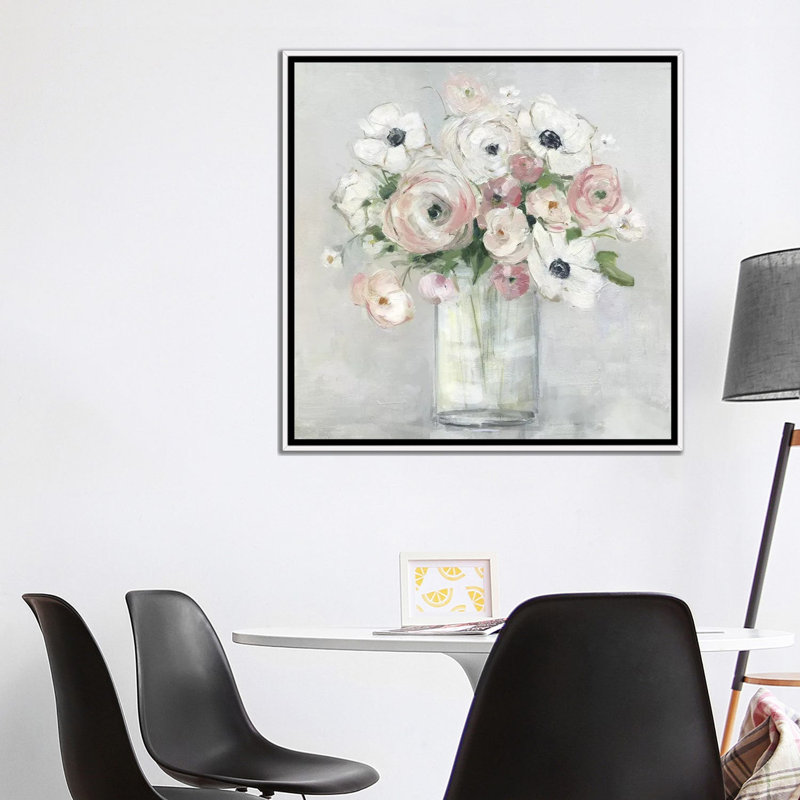«Garden to table II» par Sally Swatland - impression d'art graphique, 37" H x 37" W x1.5" D, Toile blanche encadrée
