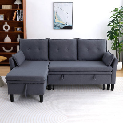 L-shaped Reversible Chaise Sectional Sofa With Storage - Cotton-linen, Office & Apartment Ready by Latitude Run