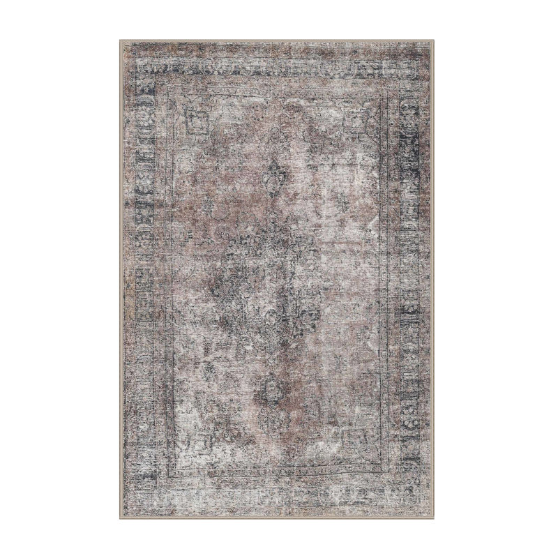 Tapis traditionnel rouge / gris Erwan, Rectangle 2 pi x 5 pi