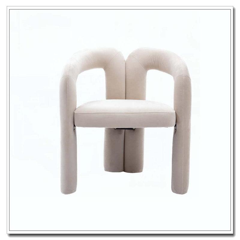 Fauteuil de cuisine en velours rembourré, Beige