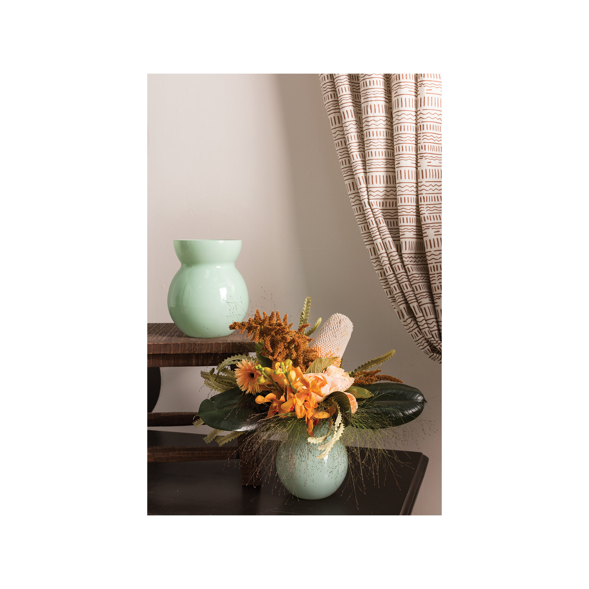 Dewey Handmade Glass Table Vase, Light Green, 6.5" H x 5.5" W x 5.5" D