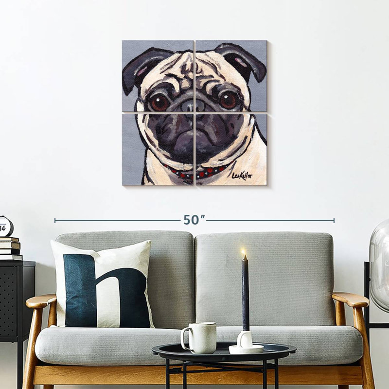 Brampt Pug On Gray, 26" H x 26" W