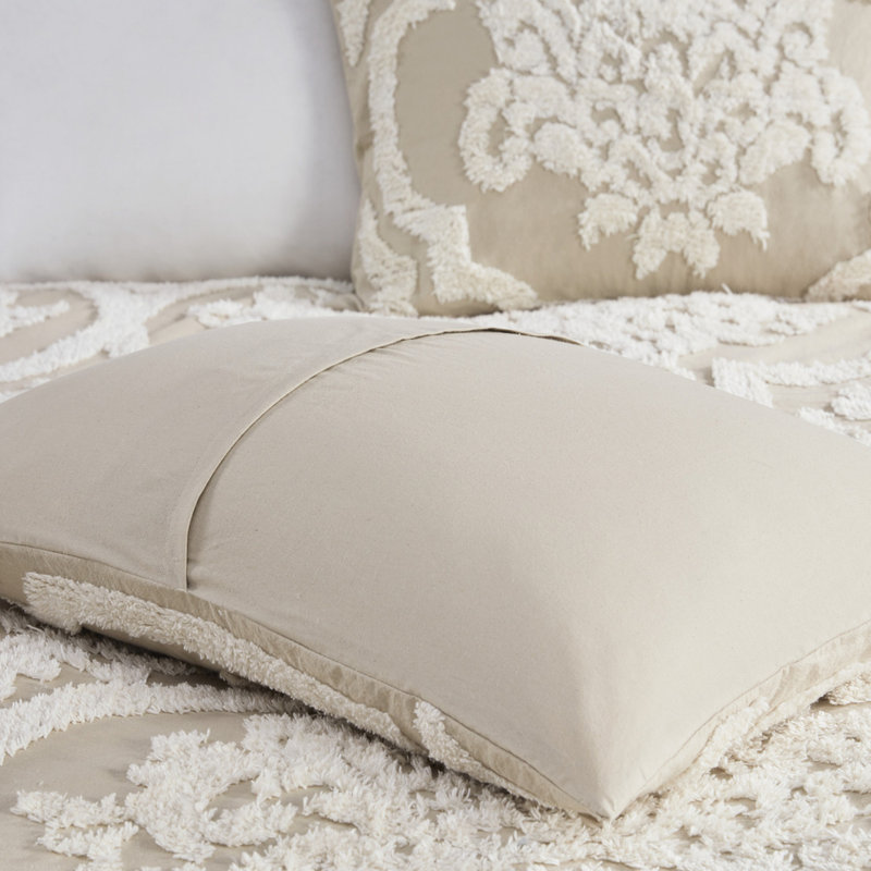 Édredon 3 pièces en chenille de coton, double / grand, lit double / grand taupe Tranquility, Taupe
