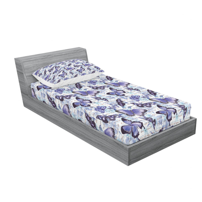 Microfiber Sheet Set, Twin Sheet Set with Fitted Sheet, Garden with Flowers Floral