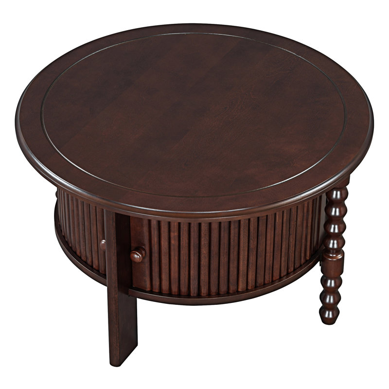 Table basse ronde avec rangement, Walnut