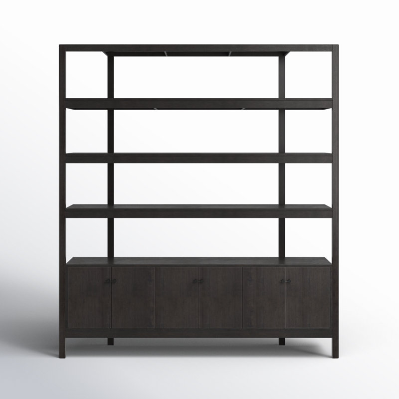 Reza Solid Wood Bookcase, Worn Black