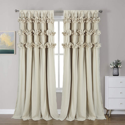 Rideaux occultants décoratifs avec volants faits à la main, fleurs et papillons, rideaux isolants et isolants 54 po x 84 po