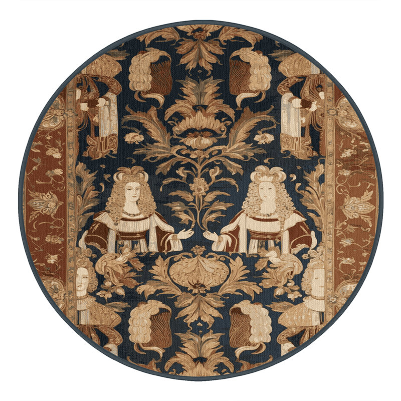 Tapis brun français lavable à la machine, Rond 6 pi