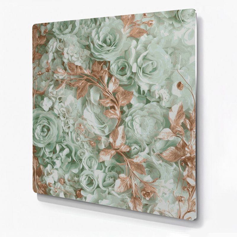 "Abstract Florals" 10, art mural en métal brun, H 32 po x l 32 po