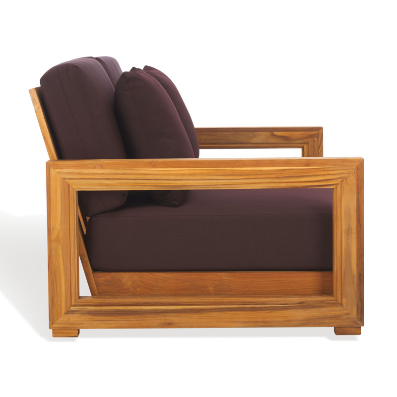 Montford Teak Loveseat with Cushions, Dark Brown