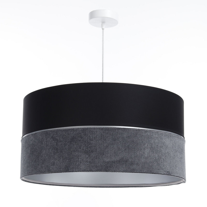 Roncy 1 - Light Drum Pendant, 112cm H x 60cm W x 60cm D, Black/Silver