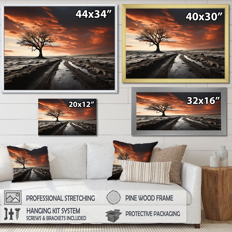 «Sky Dreams Of Infinitive Road II», reproduction sur toile, H 16 po x l 32 po x P 1 po, Cadre doré à une seule photo