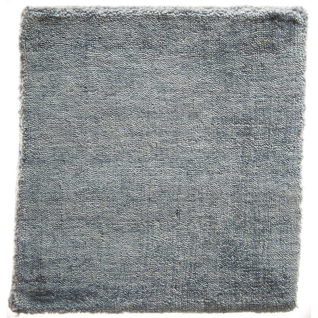 Minimalist Hand-Loomed Art Silk Light Blue Rug Rosecliff Heights Rug 