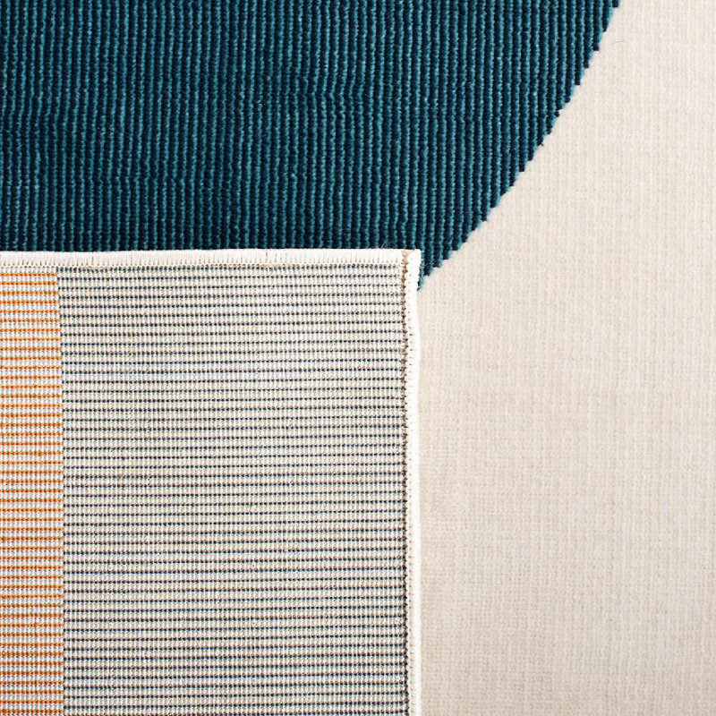 Honeycutt Geometric Beige/Dark Teal Area Rug, Rectangle 4' x 6'