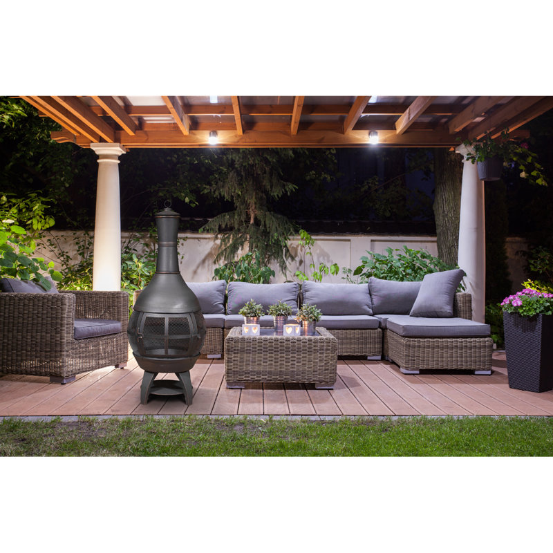 Chanay Round Steel Wood Burning Smokeless Chimenea