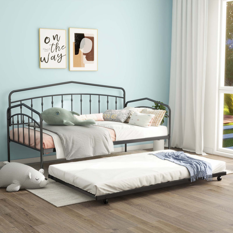 Fox twin daybed with twin trundle, Black