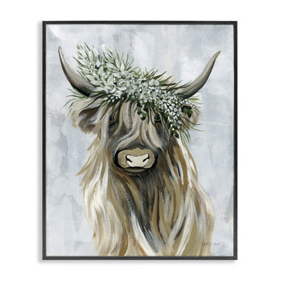  Floral Crowned Bovine Giclee Art by Yvette St. Amant