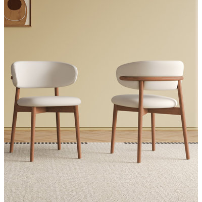 Chaise de salle à manger à pieds en bois de style Mid-Century moderne (ensemble de 2) - Chaises en bois élégantes pour la salle à manger, la cuisine ou le salon, confortables et durables, faciles à assembler