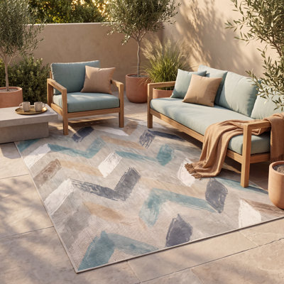Tapis moderne à rayures effet pinceau, bleu sarcelle, beige, gris, brun, blanc, antidérapant, à poils courts, adapté à l'intérieur et à l'extérieur, idéal pour le salon, la chambre, la salle à manger, l'entrée, le corridor, le bureau, la cuisine, les zones de passage intense, facile à nettoyer, imprimé, ultra doux, à bords ourlés et lavable.