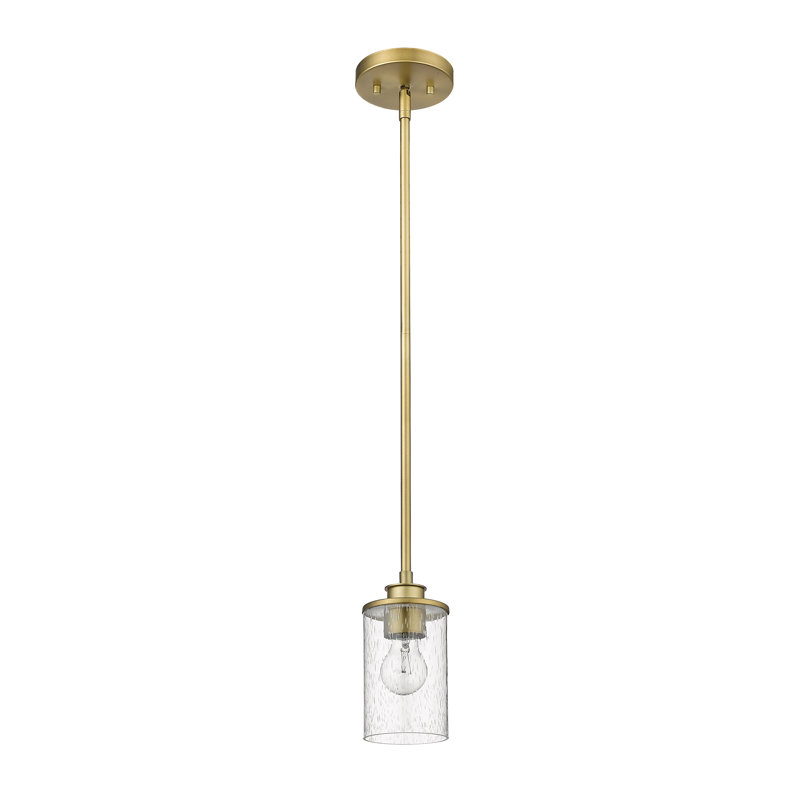 Luminaire suspendu cylindrique 1 lumière, Laiton vieilli