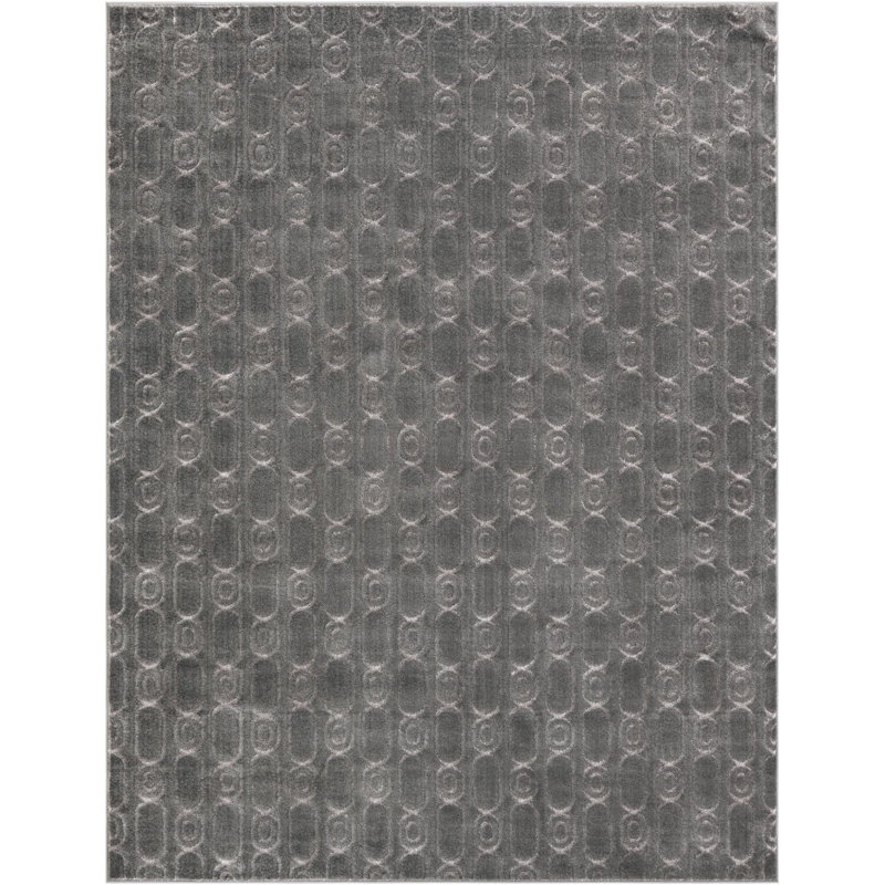 Tapis contemporain gris et argenté Vincente, Rectangle 7 pi 10 po x 10 pi