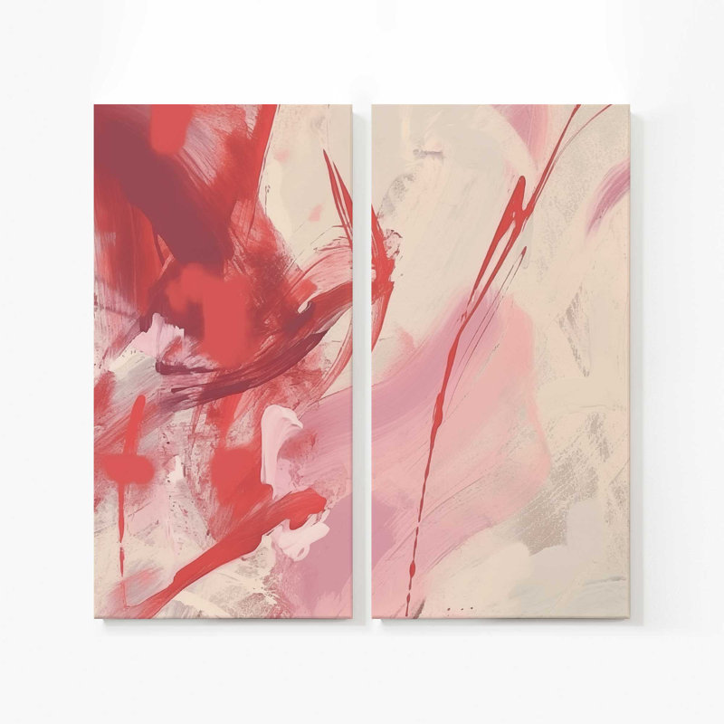Rosy Rhapsody v1 | Impression sur toile 2 panneaux | Dimensions combinées de 72 po x 72 po, H 48 po x l 48 po