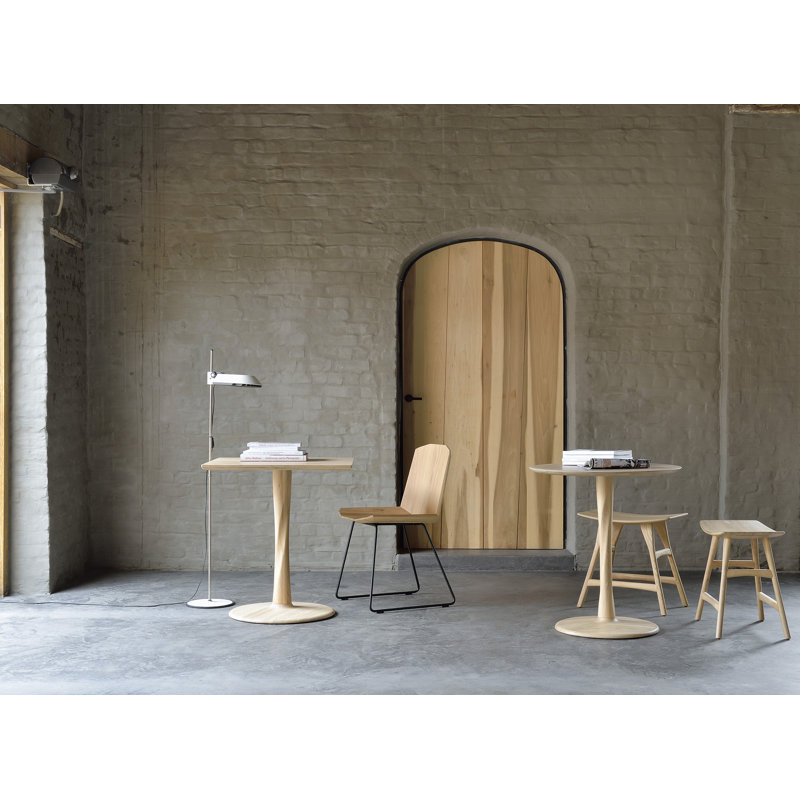 Torsion Round Solid Oak Dining Table, Oak, 30"H x 28"L x 28"W