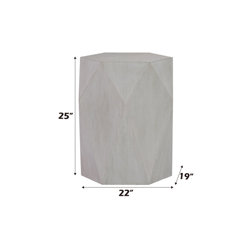 Contemporary 25"H Hexagonal End Table, White