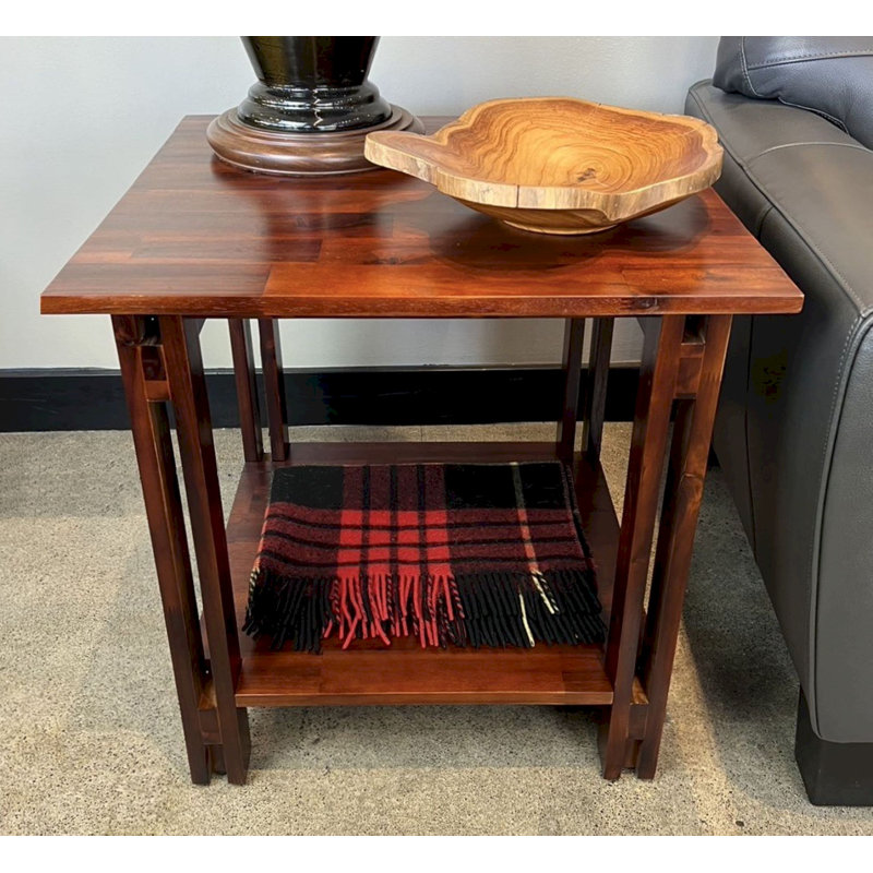 Damius Solid Wood End Table, Mahogany