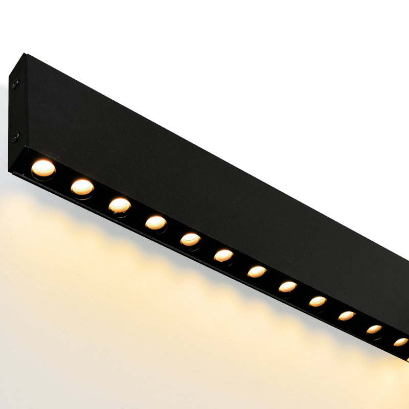 Lustre intégré 45 po à DEL au fini noir - Luminaire suspendu moderne réglable en hauteur pour salle à manger ou vestibule