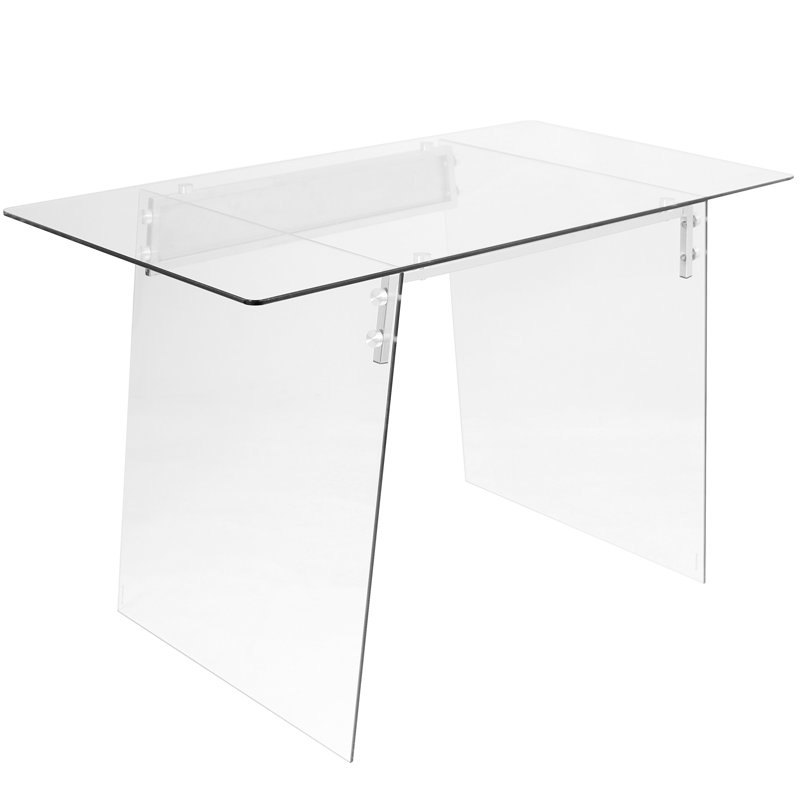 Glacier Contemporary 47'' Clear Tempered Glass Home Office Desk