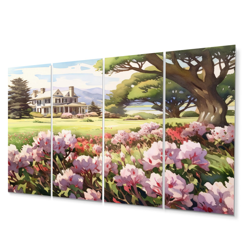 Rhododendron Blooms At Farm IV - Ensemble de décoration murale floral en métal