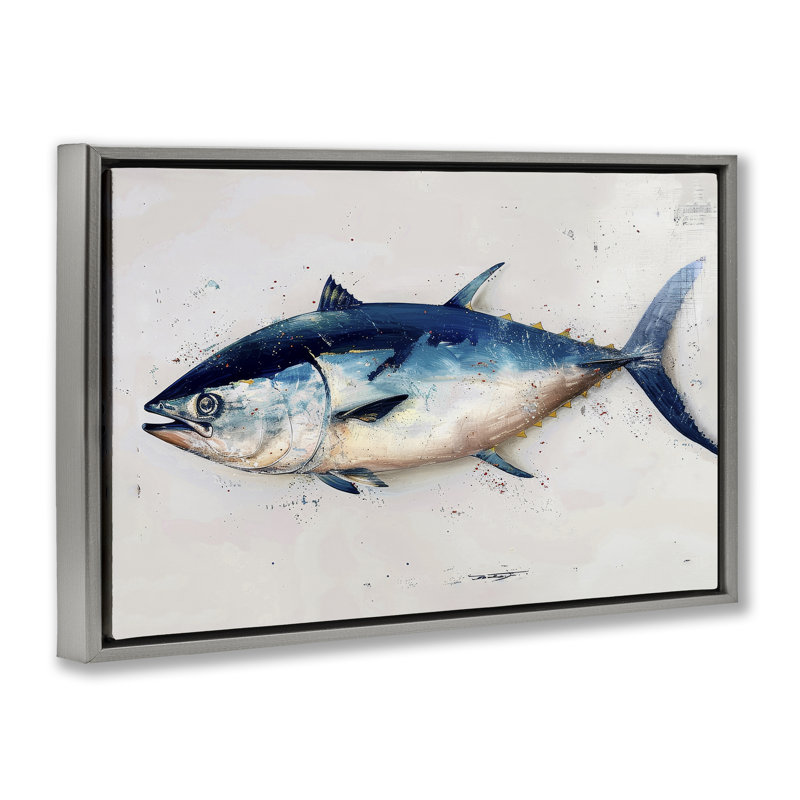  Tuna Fish Sea Life Floater Canvas by Petal Prints Design, Luster Gray Floater Frame, 21" H x 31" W