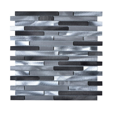 Carrelage mosaïque en aluminium gris aluminium brossé