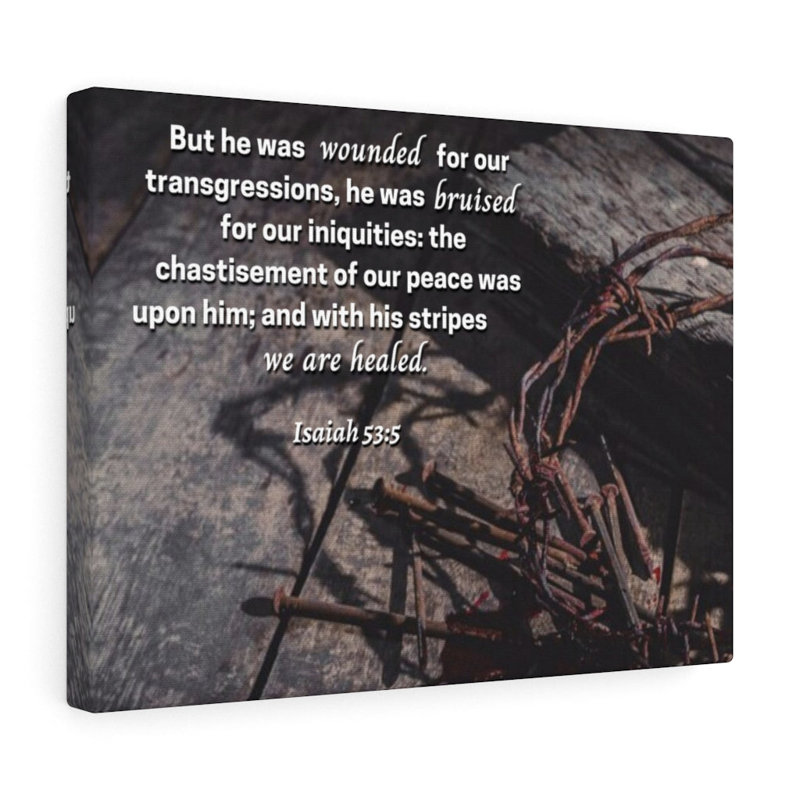 Our Peace Isaiah 53: 5 Christian Wall Art, verset de la Bible, impression prêt à accrocher, L 11 po x H 14 po