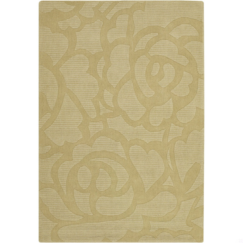 Worcester Authentic Hand-Tufted Wool Gold Cream High Low Floral Modern Area Rug, Rectangle 2' x 3', Gold Cream