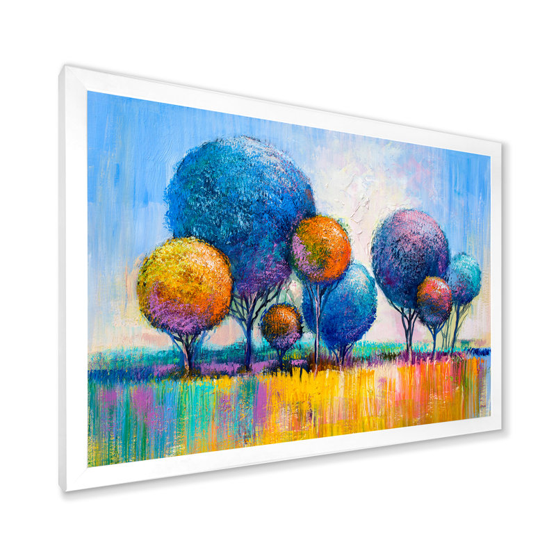 Autumn Fantasy Trees IV - Peinture sur toile, H 12 po x l 20 po x p 1 po, Cadre photo blanc