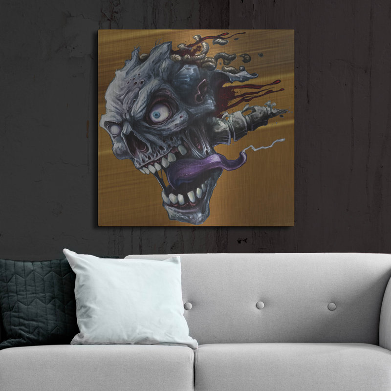 «Zombie Head» de 17 histoires par Flyland Designs, art mural en métal, 12 po x 12 po, H 36 po x l 36 po