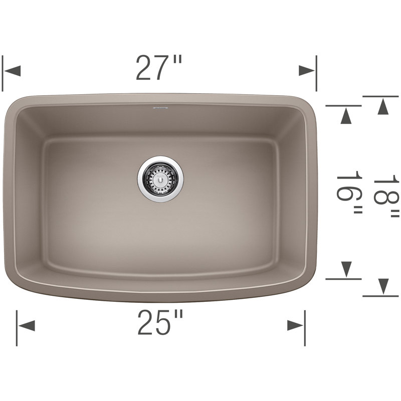 Valea SILGRANIT 27" Single Bowl Undermount Kitchen Sink, Truffle