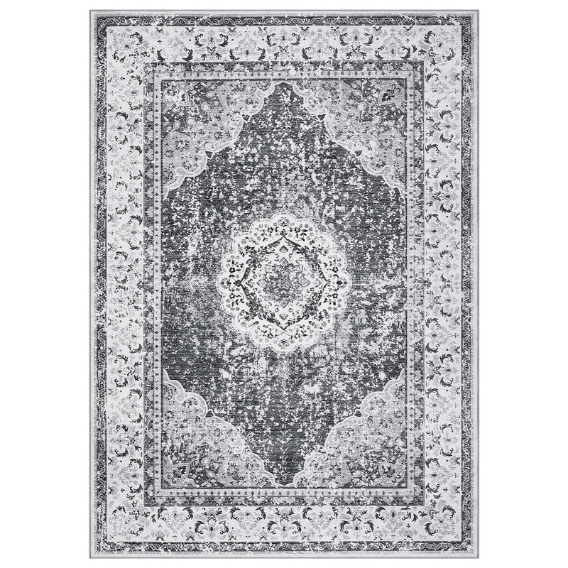 Area Rugs Soft Faux Lamb Soft Boho Floral Area Rug - Vintage Washable Carpet with Non-Slip TPR Backing - Ideal for Living Room, Bedroom, Bathroom, Kitchen, Entryway