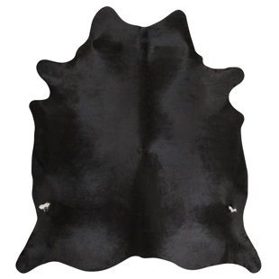 Black cowhide rug - genuine leather rug
