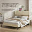 Base de lit plateforme grand avec tête de lit et station de charge USB - silencieuse, facile à assembler, aucun sommier tapissier - beige-2054868405