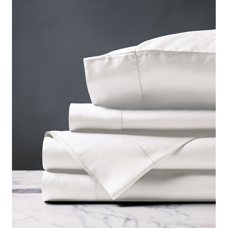 Ensemble de draps en satin Deluca, Ensemble de draps très grand californien avec 2 t, Blanc
