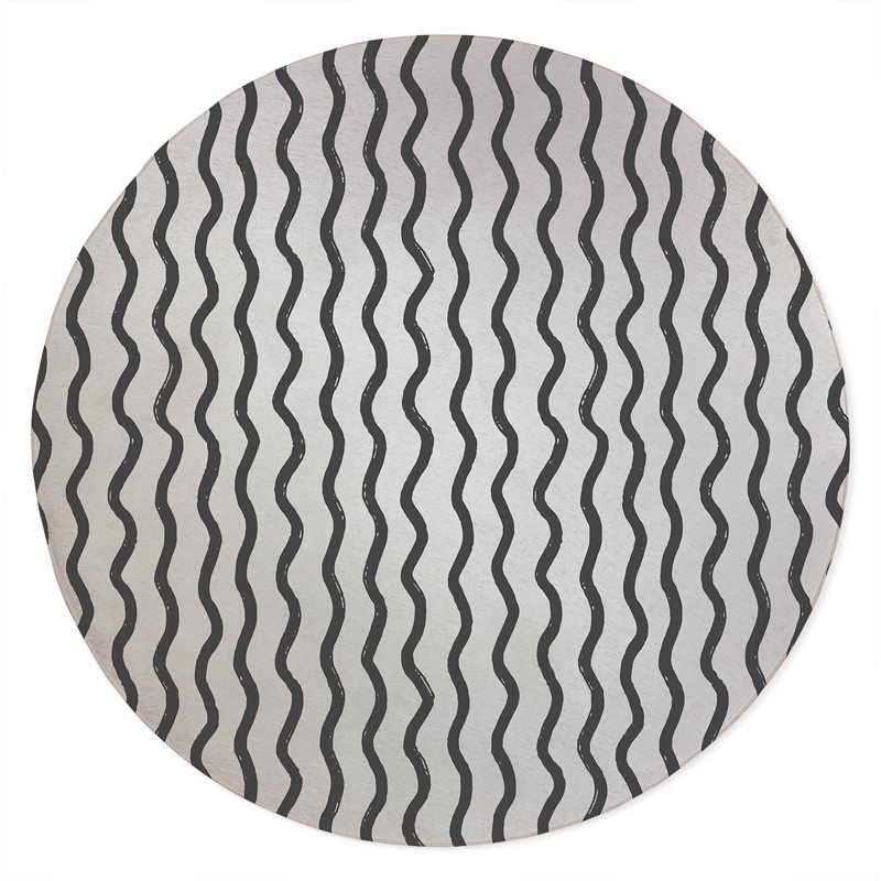 Wiggle Row Non-Slip Outdoor Rug, Round 5'
