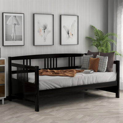 Lit de jour moderne en bois massif, taille simple multifonctionnel avec rangement sous le lit et structure en pin durable