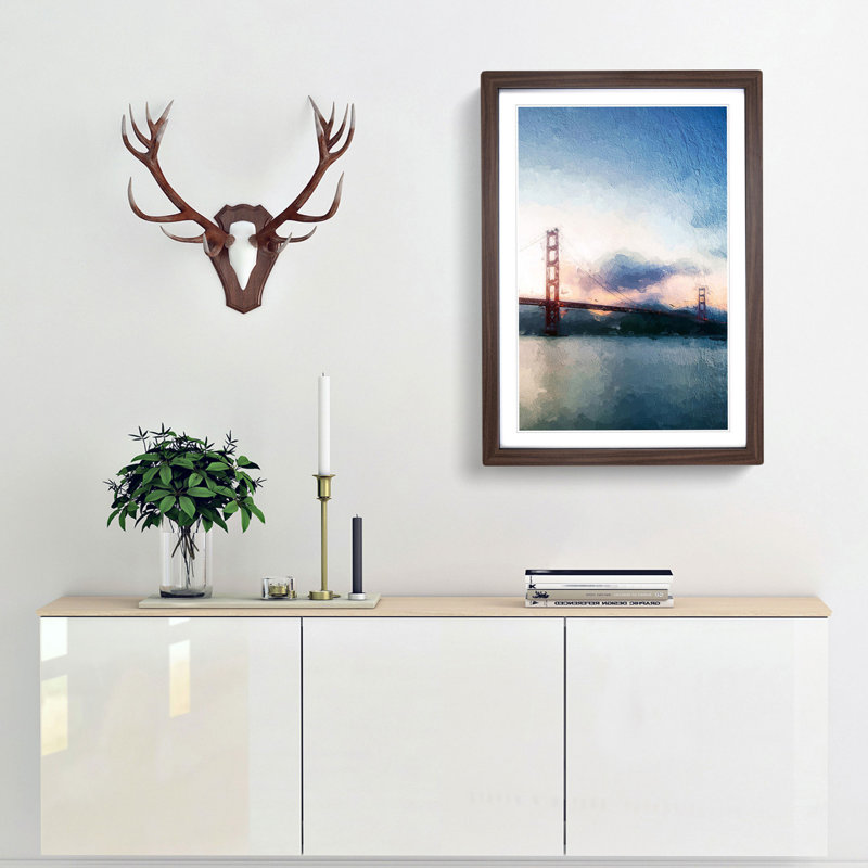Golden Gate Bridge - Picture Frame Painting Print, Walnut Framed, 65cm H x 48cm W x 2cm D