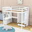 Lit mezzanine double en bois avec bureau, garde-robe, tiroir, tablettes et station de charge-41593842