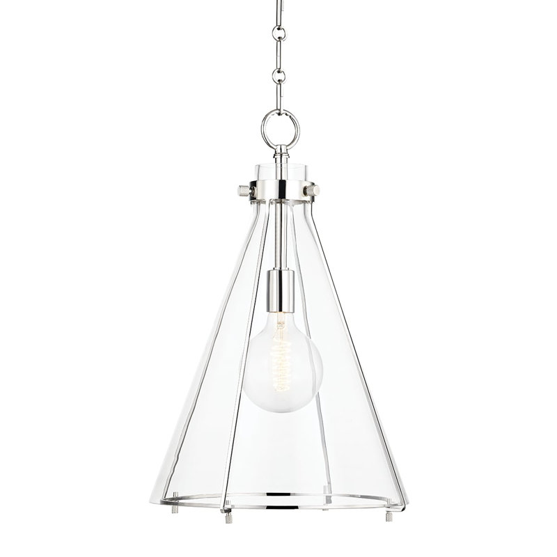 Eldridge 1 Light Pendant - Conical, Polished Nickel