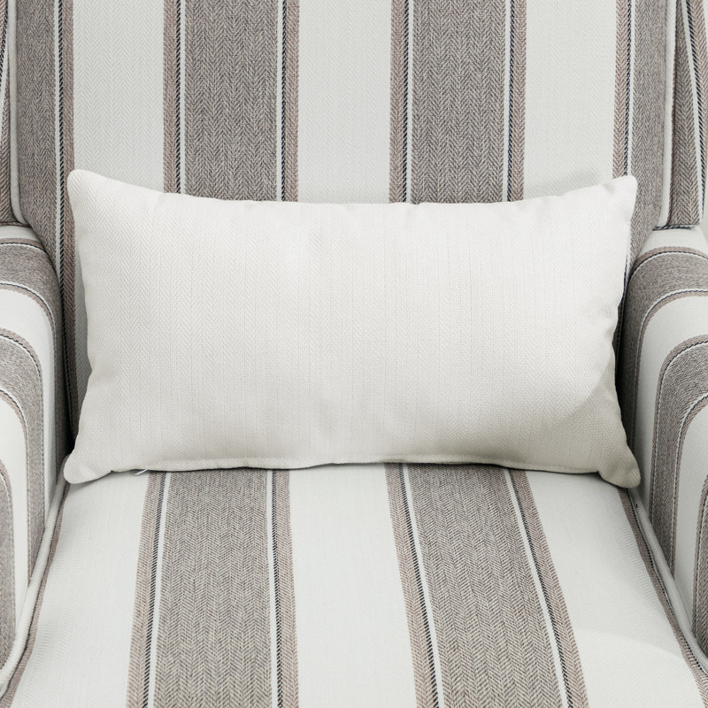 Fauteuil classique rembourré avec garniture cloutée et bois massif, Gris / Blanc