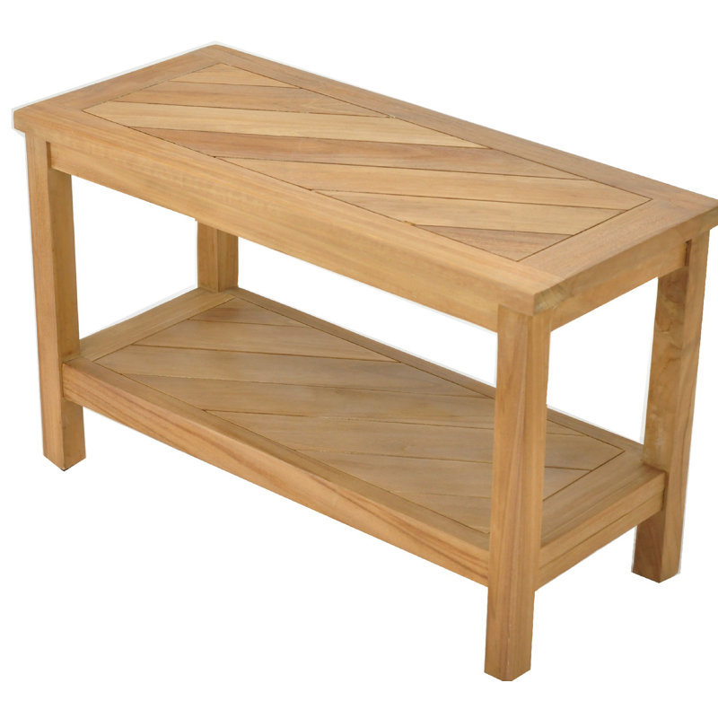 Spateak Grade-A Teak Wood Berlin Shower Seat 30" Outdoor Patio Stool Bench